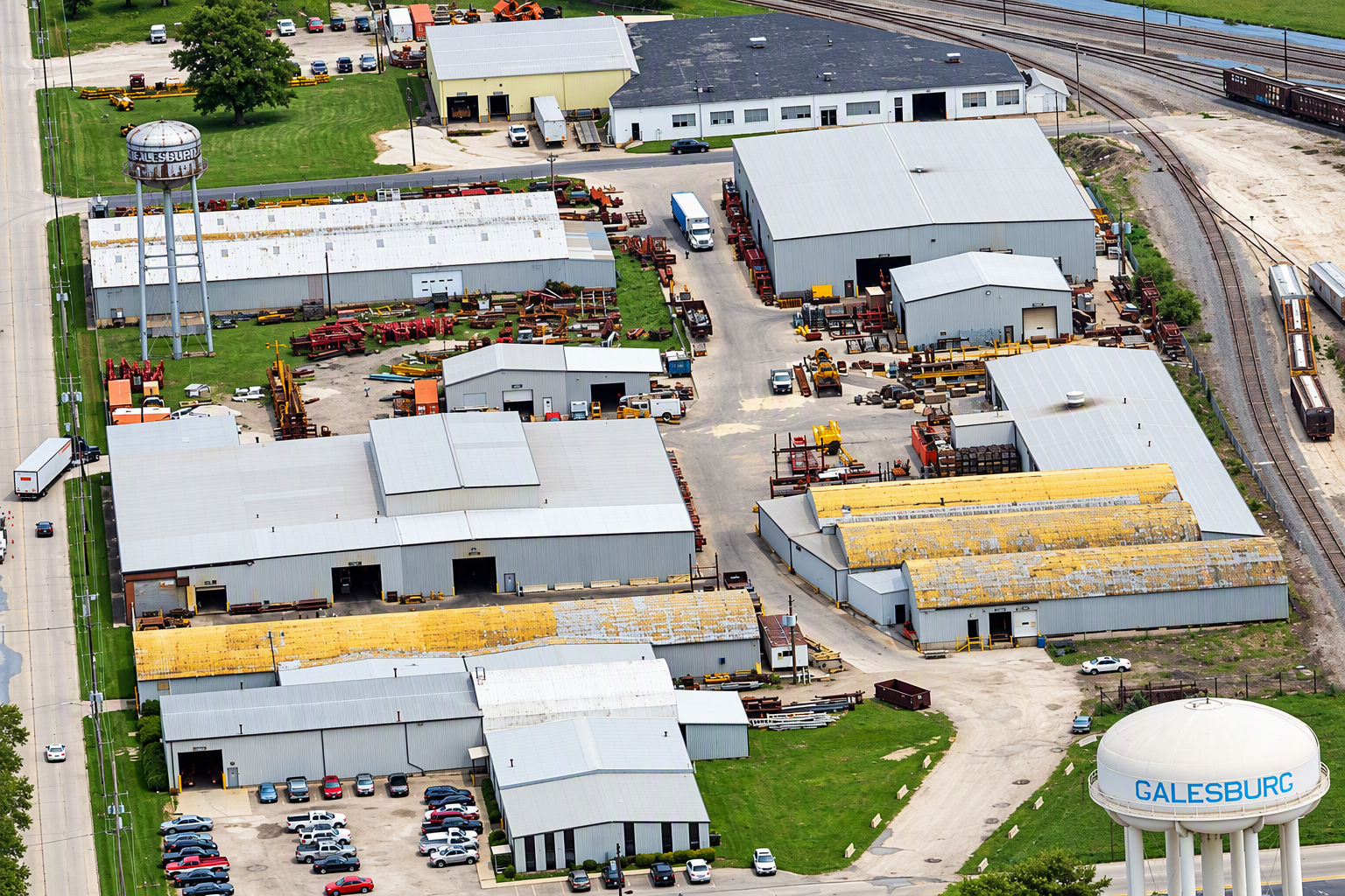 Aerial view of the Midstate Manufacturing campus in Galesburg, Illinois